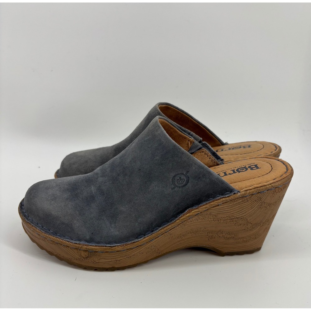 BORN Natalie Clogs Women 6M Gray Suede Mules